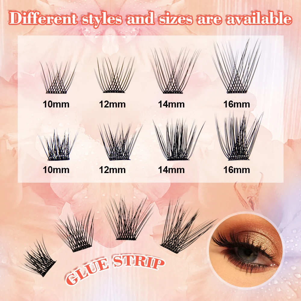 Bricolage 96 pièces cils auto-adhésifs mélange longueur aucune colle nécessaire cils individuels 10-16MM sans colle faux cils maquillage