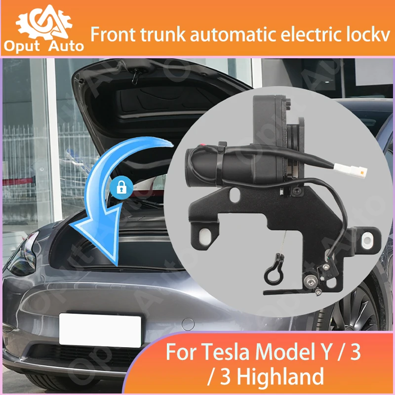 

Front Spare Box Electric Lock Soft-closing For Tesla Model Y/3 2021-2024 Automatic Adsorption Auto Closer front trunk Frunk