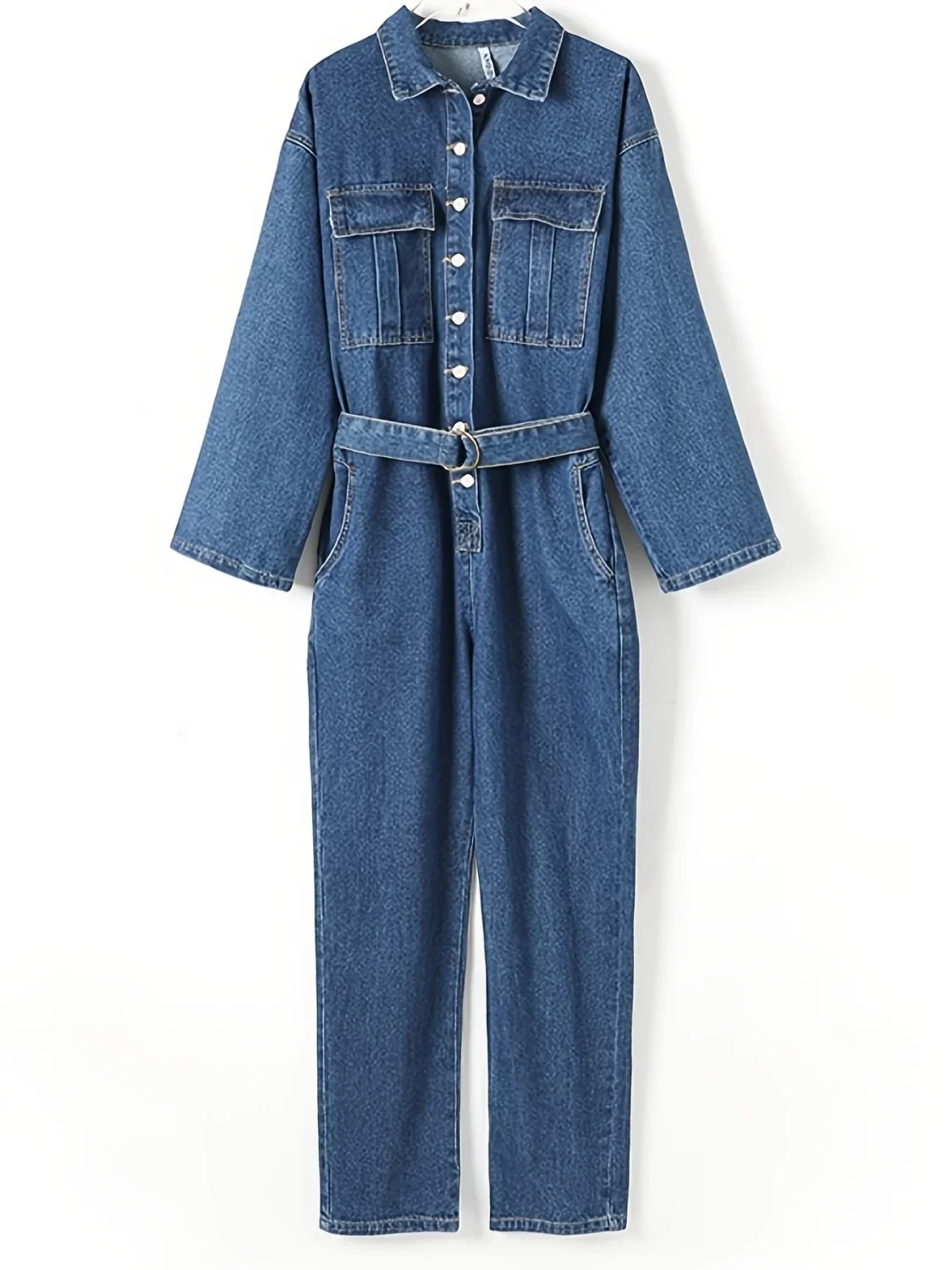 2025 Spring and Autumn New Women's Jumpsuit Loose Commuting High Waisted Workwear Denim Jumpsuit
