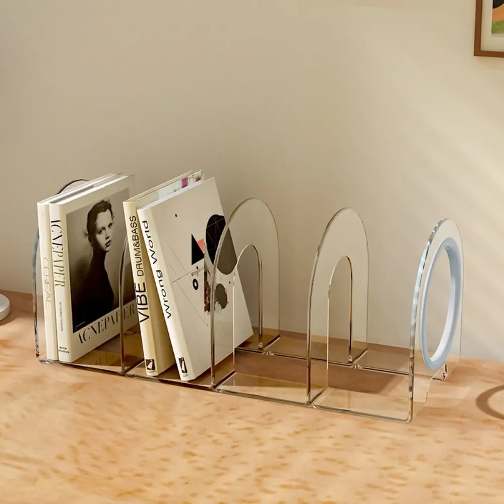 Soporte para libros, sujetalibros con mango para ahorrar espacio, divisor de exhibición transparente, soporte para libros, estante de almacenamiento de escritorio Simple y duradero, minimalismo