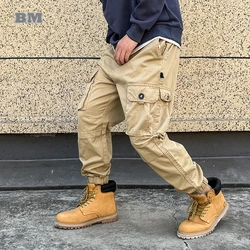Korean Streetwear Tactical Cargo Pants Japanese Harajuku Casual Plus Size Harem Joggers Men Clothing Multi-Pocket Trousers Male