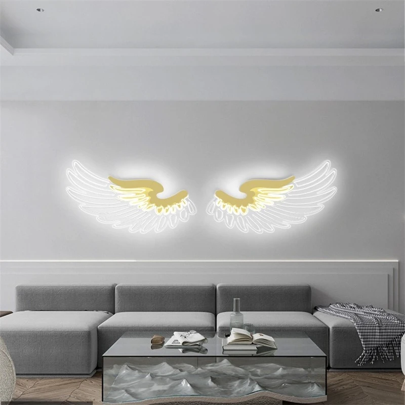 Imagem -05 - Asas de Anjo Lâmpadas Parede Nordic Personalidade Criativa Rgb Led Lâmpada Parede para Sala Estar Quarto Restaurante Bar Decoração Iluminação