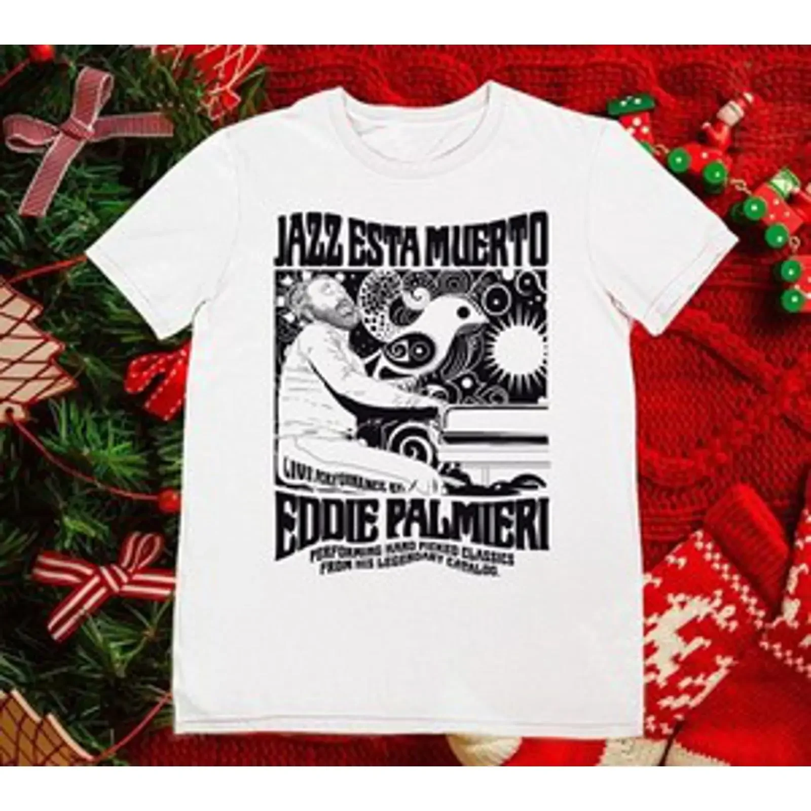 Camiseta de Música Jazz Eddie Palmieri 1936-2025 Branca S-5XL Vintage Lavada, Roupa de Designer de Moda Streetwear Casual Estilosa