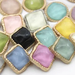 10pcs Beautiful Gemstone Buttons Creative Jelly Color High Quality Metal Shank Buttons Clothes Accessories