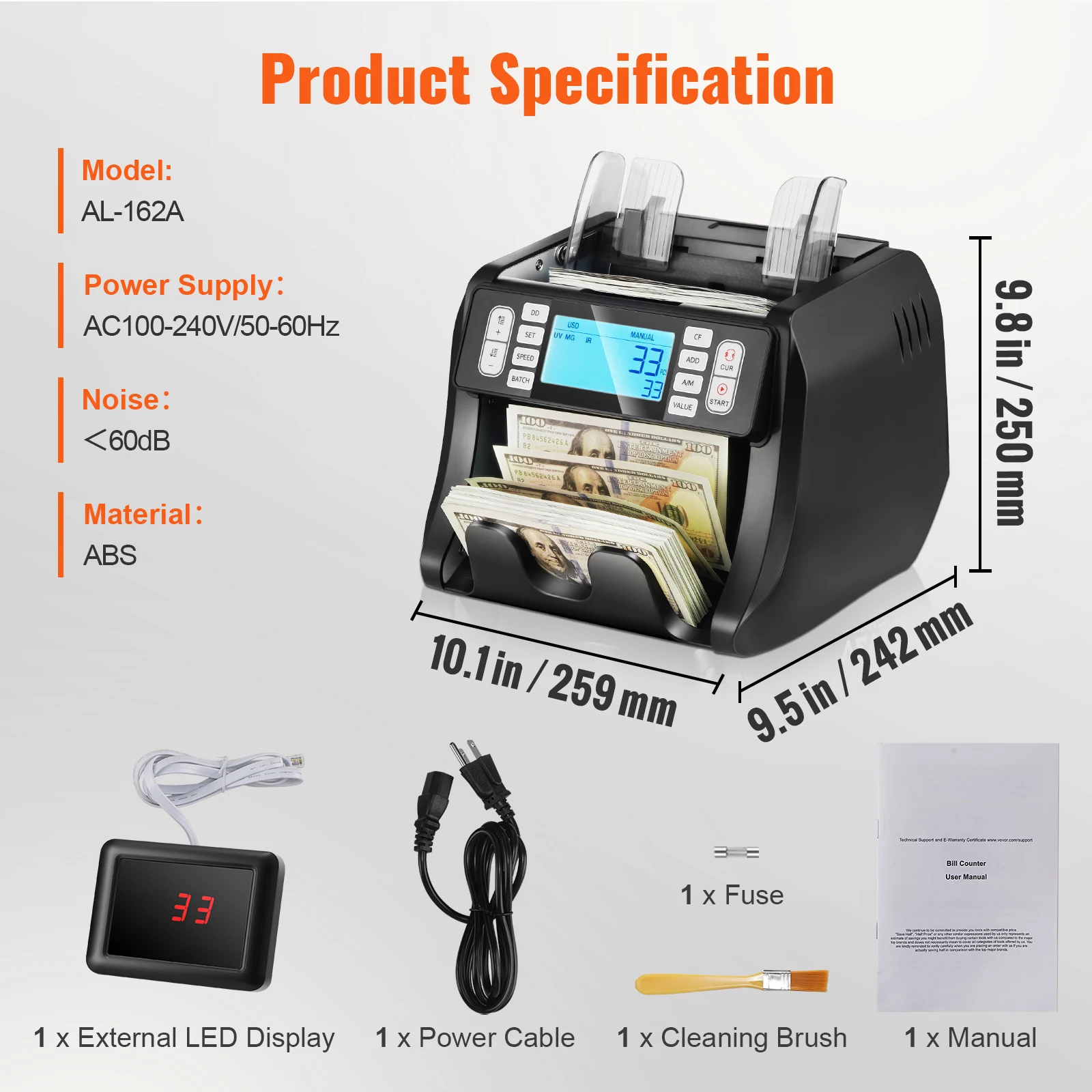 SucceBuy 1200 stks/min geldteller zakelijke kassa factuur valse factuur detector door UV/MG/IR/DD functie voor bankwinkel