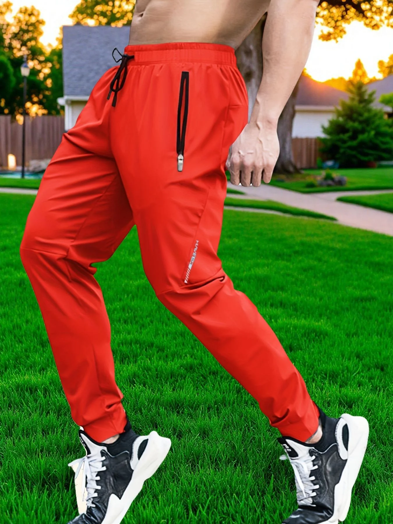 Sommerliche Outdoor-Hose aus Eisseide für Herren, dünne Freizeithose im koreanischen Stil, schnelltrocknend, elastische Beinpartie, eng anliegende Sporthose für Herren – Detail 5
