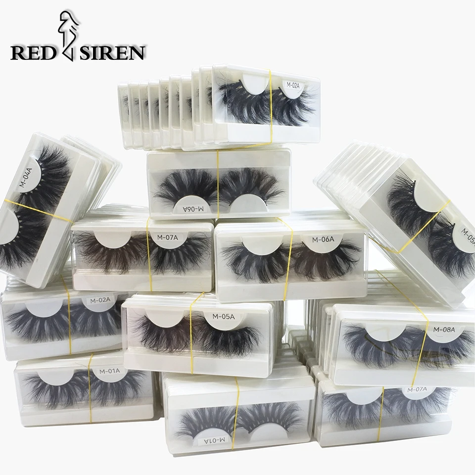 RED SIREN 30mm Long Mink Lashes Bulk Wholesale 5/10/30/50 Pairs Fake Eyelashes Wholesale Items for Business