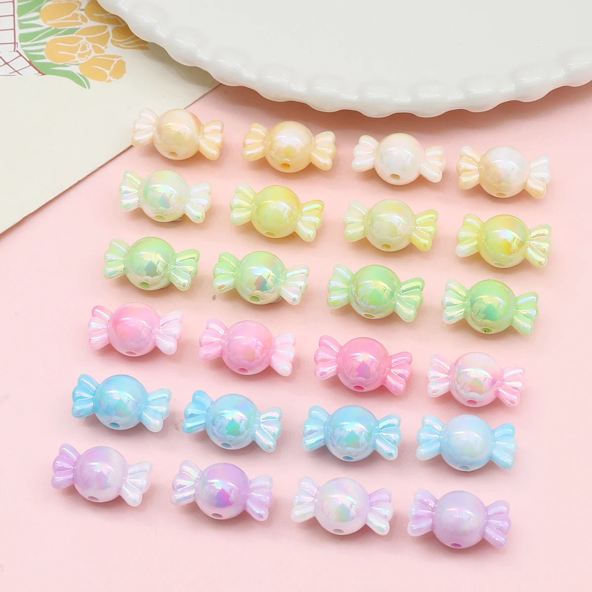 

10pcs Gradient Color Candy Acrylic Beads Loose Spacer Beads for DIY Jewelry Making Bracelet Necklace Earring Charms Accessories