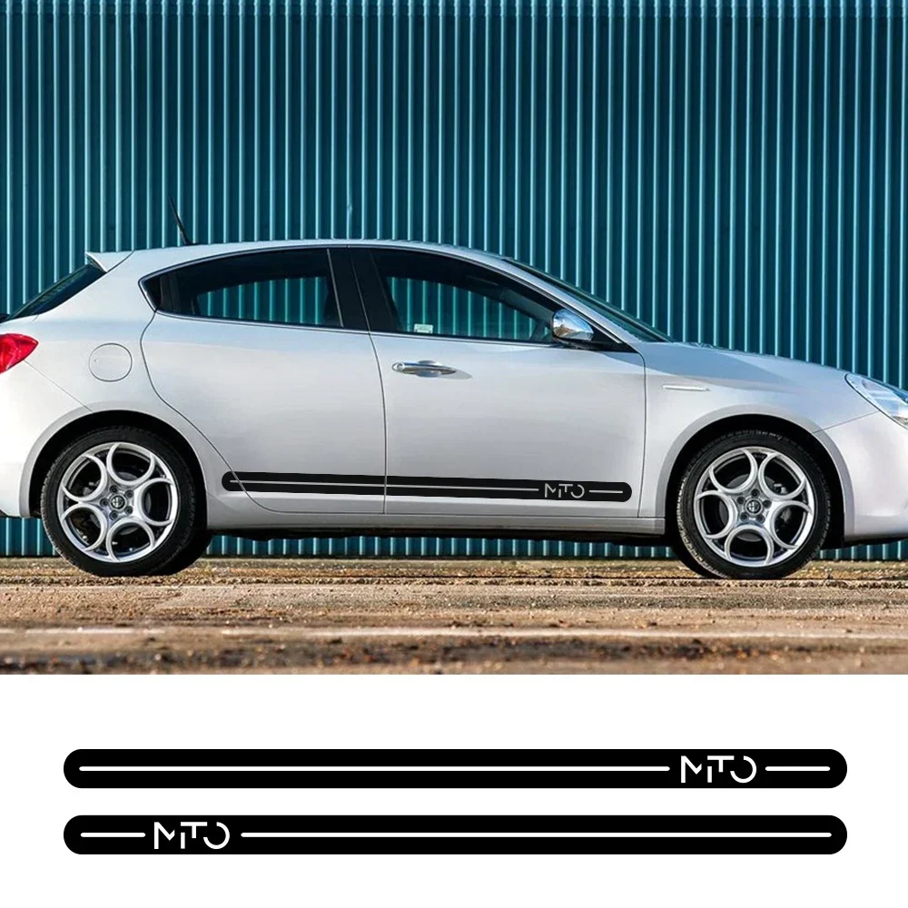 

2PCS Car Door Side Skrit Styling Stickers Auto Tuning Accessories Long Strip Vinyl Film Decals For Alfa Romeo Mito QV Gta