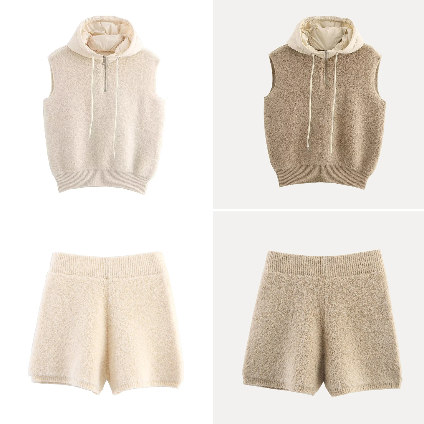 

Faionable Towel Patchwork f Zipper Hooded Vest Set New Summer 2025 Women's Clothing Casual Comfortable Chinese Sle Top