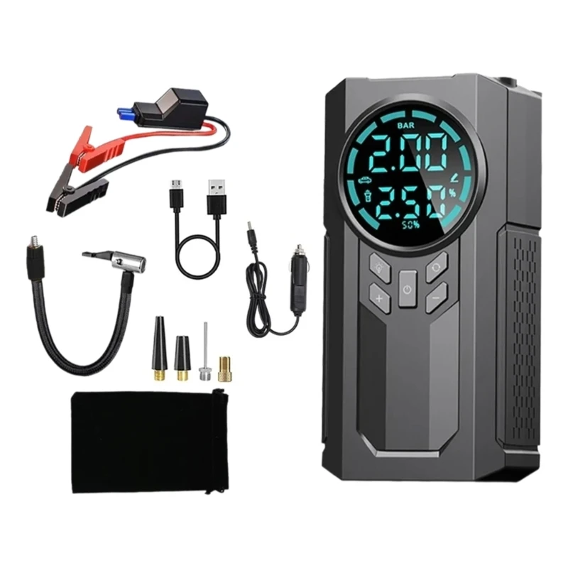 

Tire Inflator with Digital Pressure Gauge Car Jump Starter for Car Tires