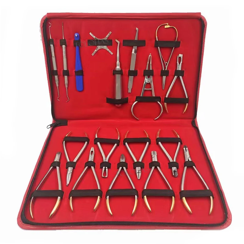 

LHMO Orthodontic forceps forming pliers stainless steel instrument 18 PCS basic orthodontics den tal instruments set