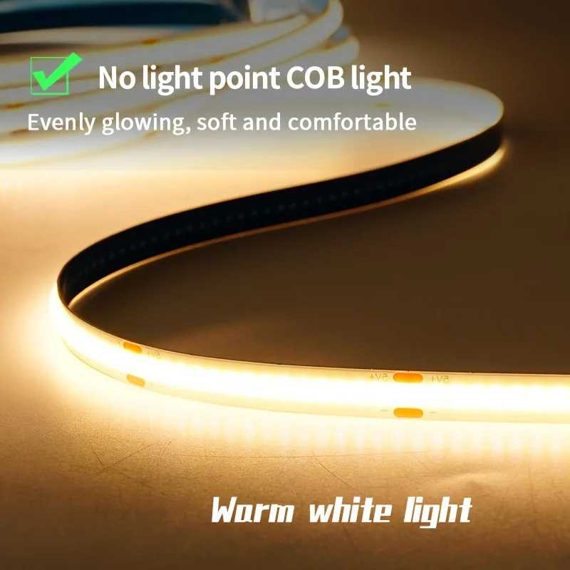 COB LED Strip Lights 5V High Density Linear Lighting Press Switch LED Tape Ribbon Flexible RA90 For Living Room Cabinet Decor