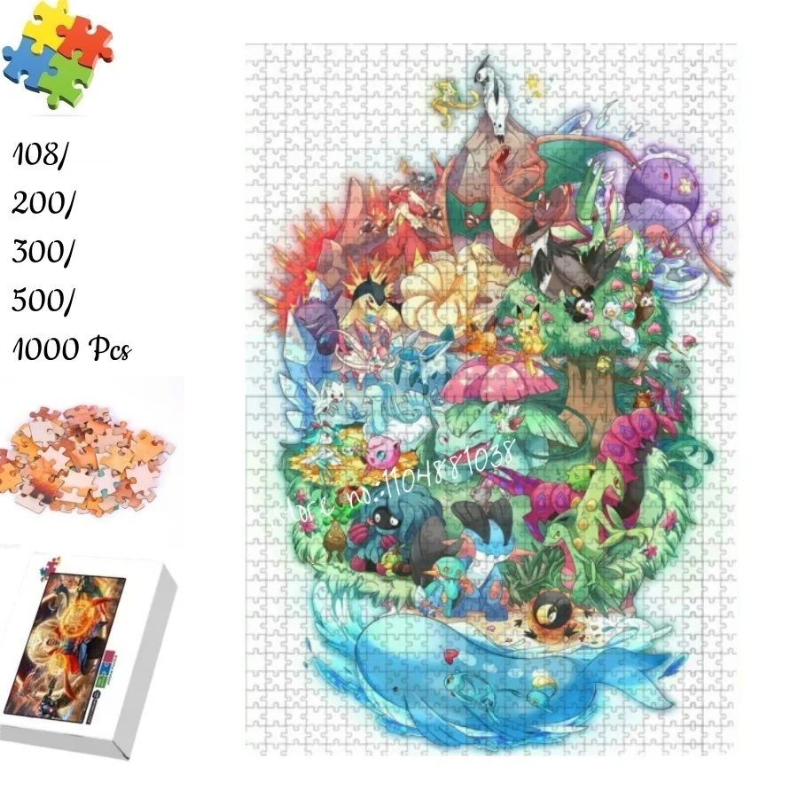 

Pokemon All Characters Jigsaw Puzzle 108 200 300 500 1000 Pieces Anime Cartoon Educational Toys for Adults Kids Game Gift