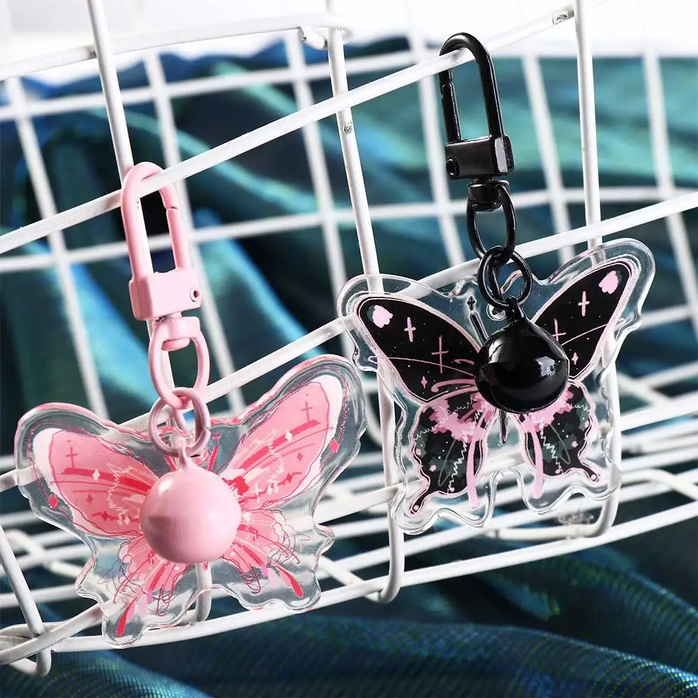 

Креативный брелок-бабочка в мультяшном стиле, забавный модный кулон-бабочка Y2K, милый розовый акриловый брелок для ключей, подвеска для сумки