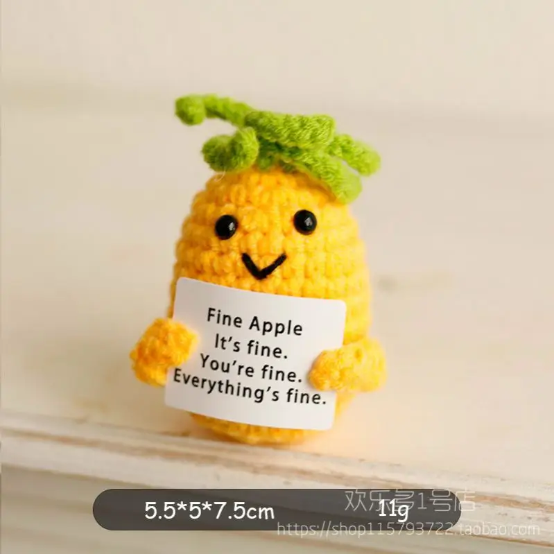 Cute Positive Energy Potato Doll 1pc Handmade Woven Vegetable Yarn Doll English Slogan Home Desktop