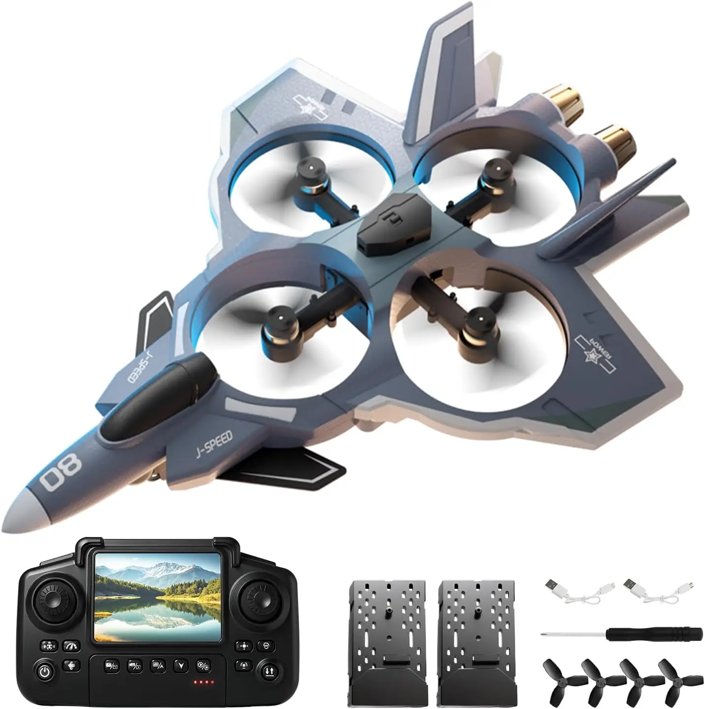 RC Plane with Camera Brushless Motor Remote Control Fighter Jet Toy for Kids 360° Flip Screen Airplane Gift for Children 8-16
