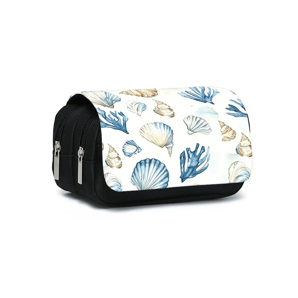 Shell Print Double Layered Flip Pen Case for Boy/Girls Best Gifts 2D Cartoon School Supplies Pencil Case for Children