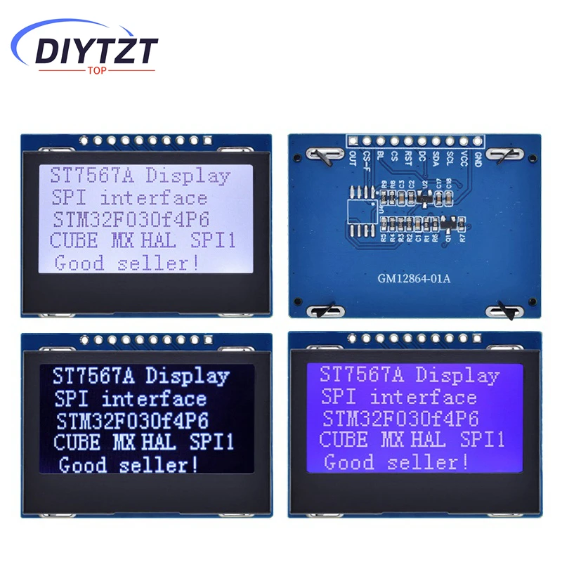 DIYTZT 12864 SPI módulo LCD 128X64 SPI ST7567A COG placa de pantalla gráfica Panel LCM 128x64 pantalla de matriz de puntos para Arduino