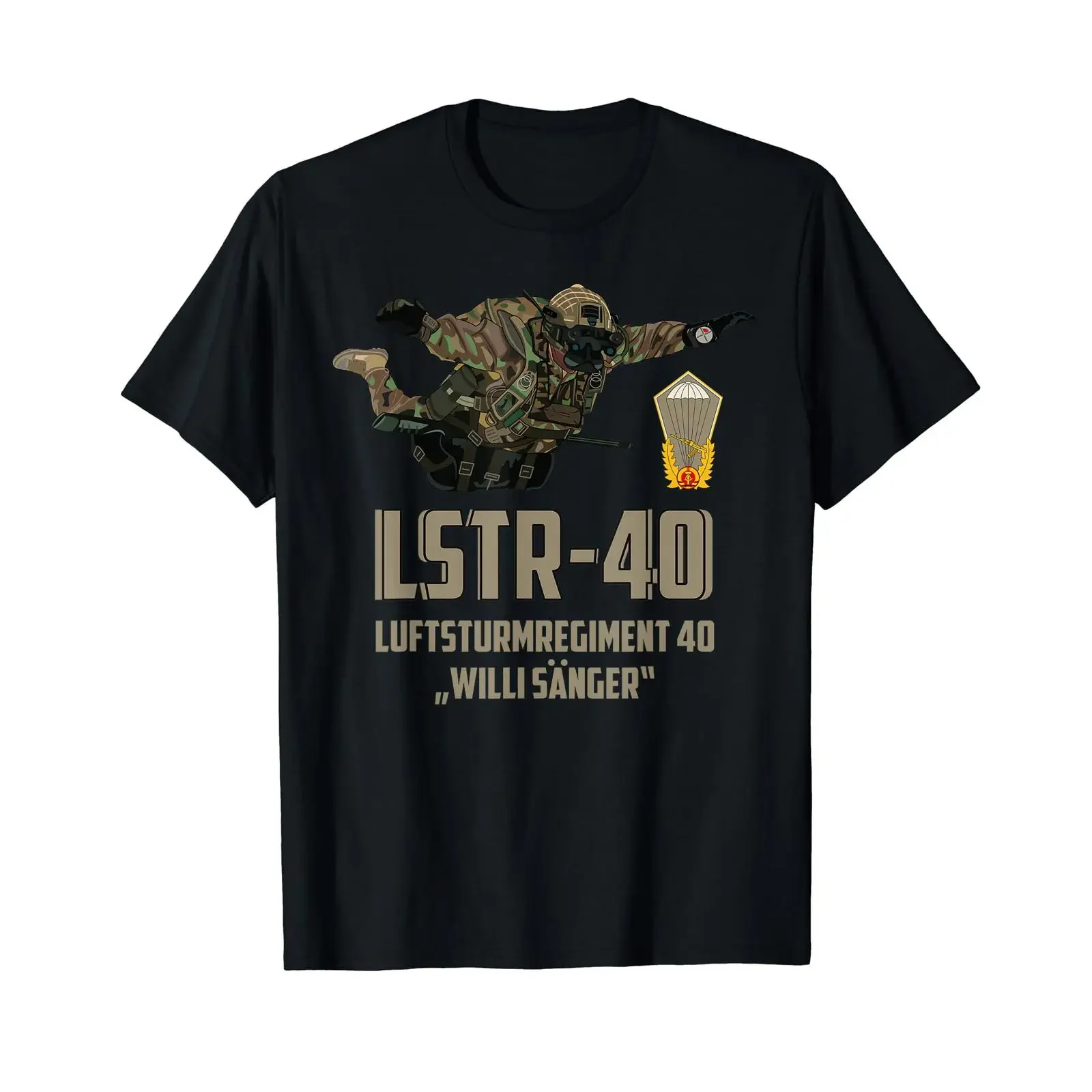 Airstorm regiment 40 DDR Special Power Paratroopers T Shirt black vintage Washed Soft streetwear graphic designer clothes
