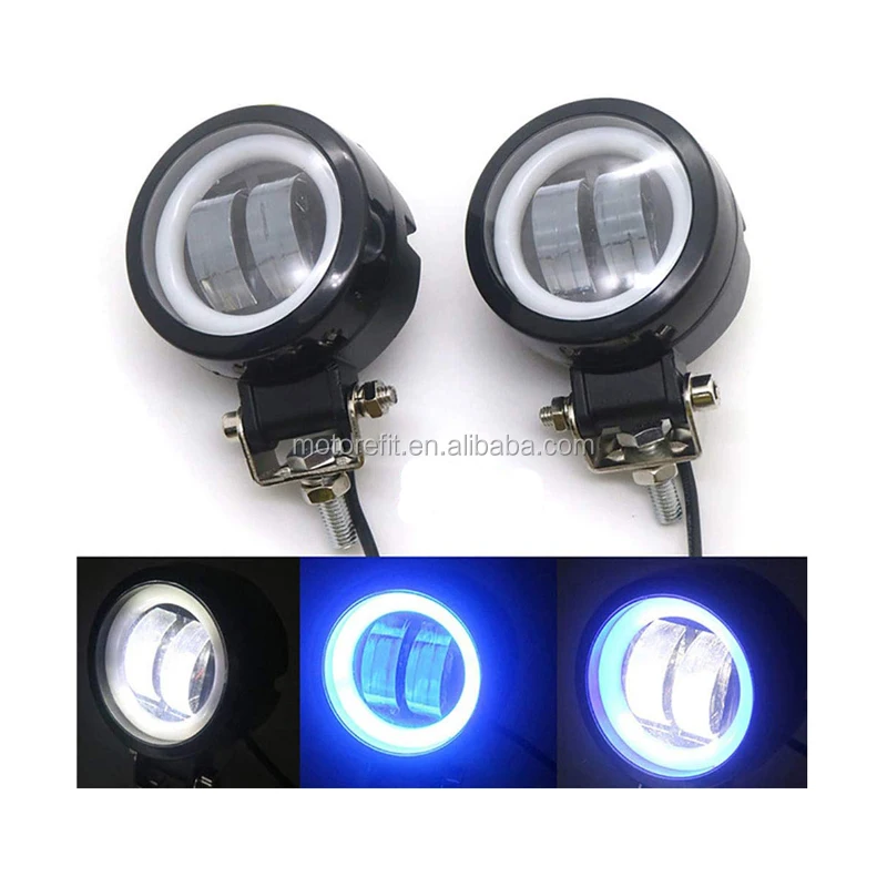 Motorcycle LED  for Honda Suzuki Kawasaki Custom Spot Fog Lights with Angel Eye Light