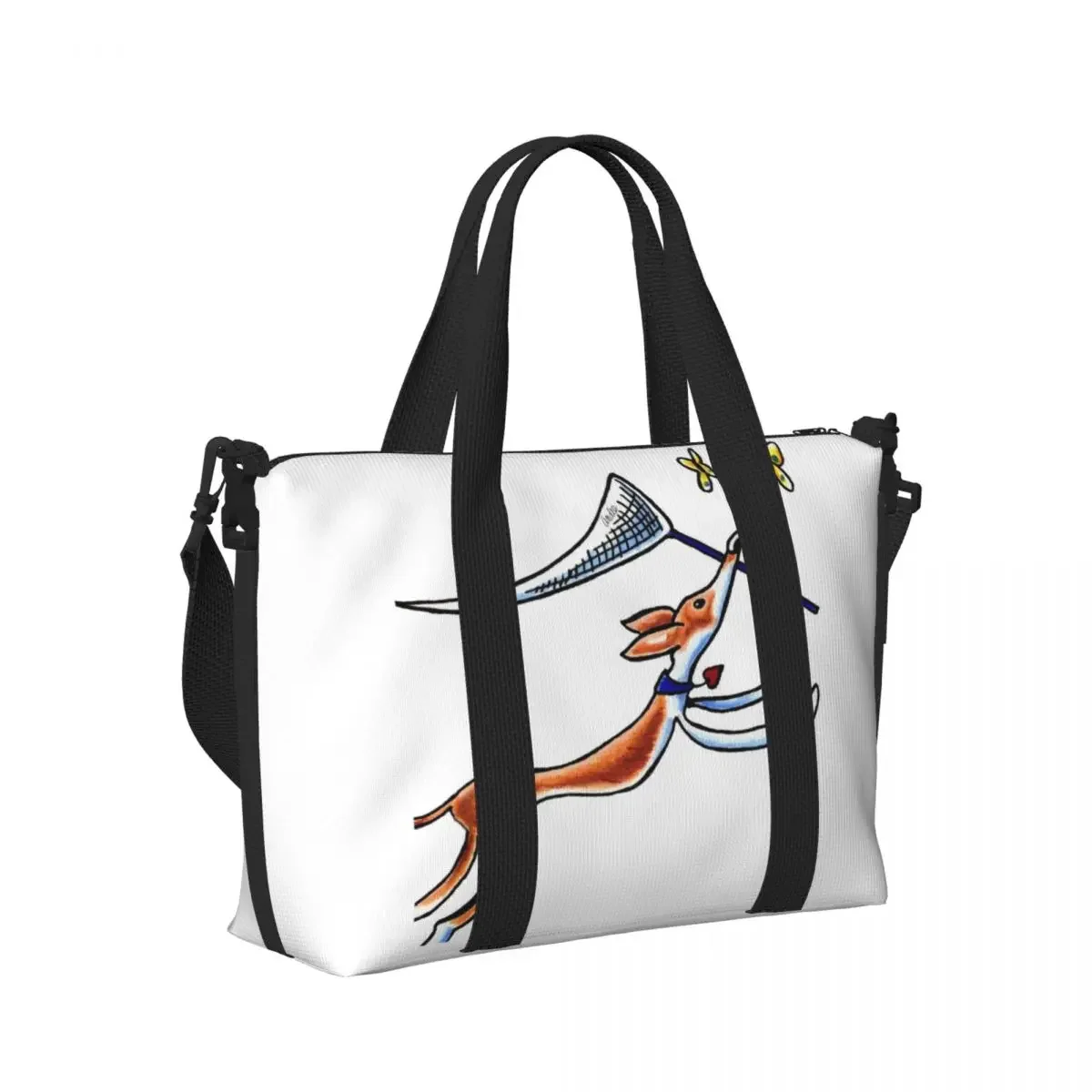 مخصص إيبيزان كلب الصيد الفراشات البقالة حقيبة تسوق حقائب النساء الكبيرة السلوقي الكلب البصر الوبت رياضة حقائب السفر الشاطئ