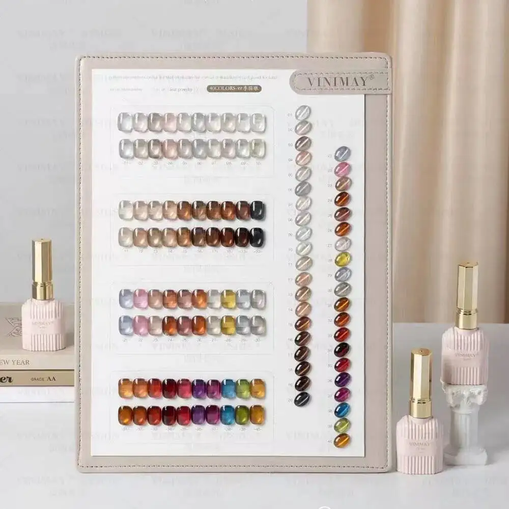New Fashion Coffee Magnetic Gel Nail Polish Set With Color Card Luxury Brown Cat's Eye Gel Soak Off UV LED Cat Eye Gel Lacquer