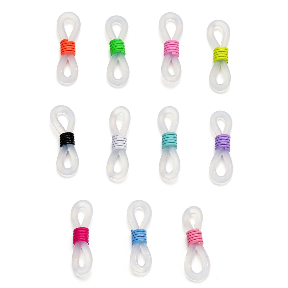 50pcs Eyeglass Chain Ends Adjustable Spring Silicone Ends Connectors for Eye Glasses Holder Necklace Chain DIY Jewelry Making view 3