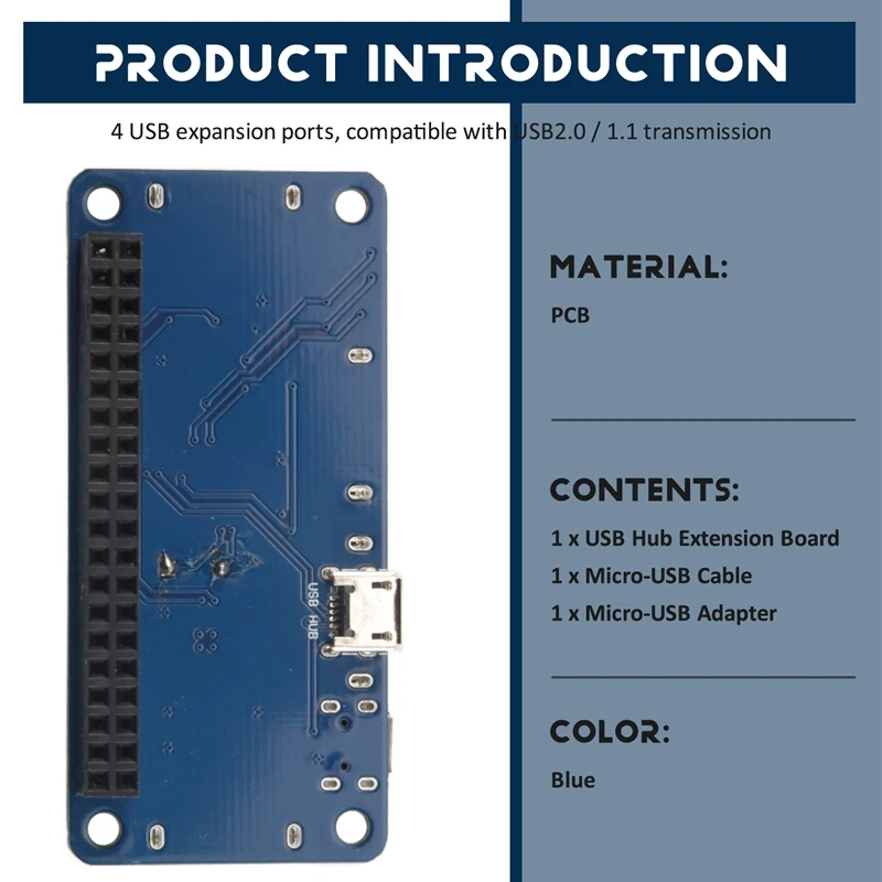 4 Ports USB HUB HAT For Raspberry Pi 3 / 2 / Zero W Extension Board USB To UART For Serial Debugging Compatible With USB2.0/1.1