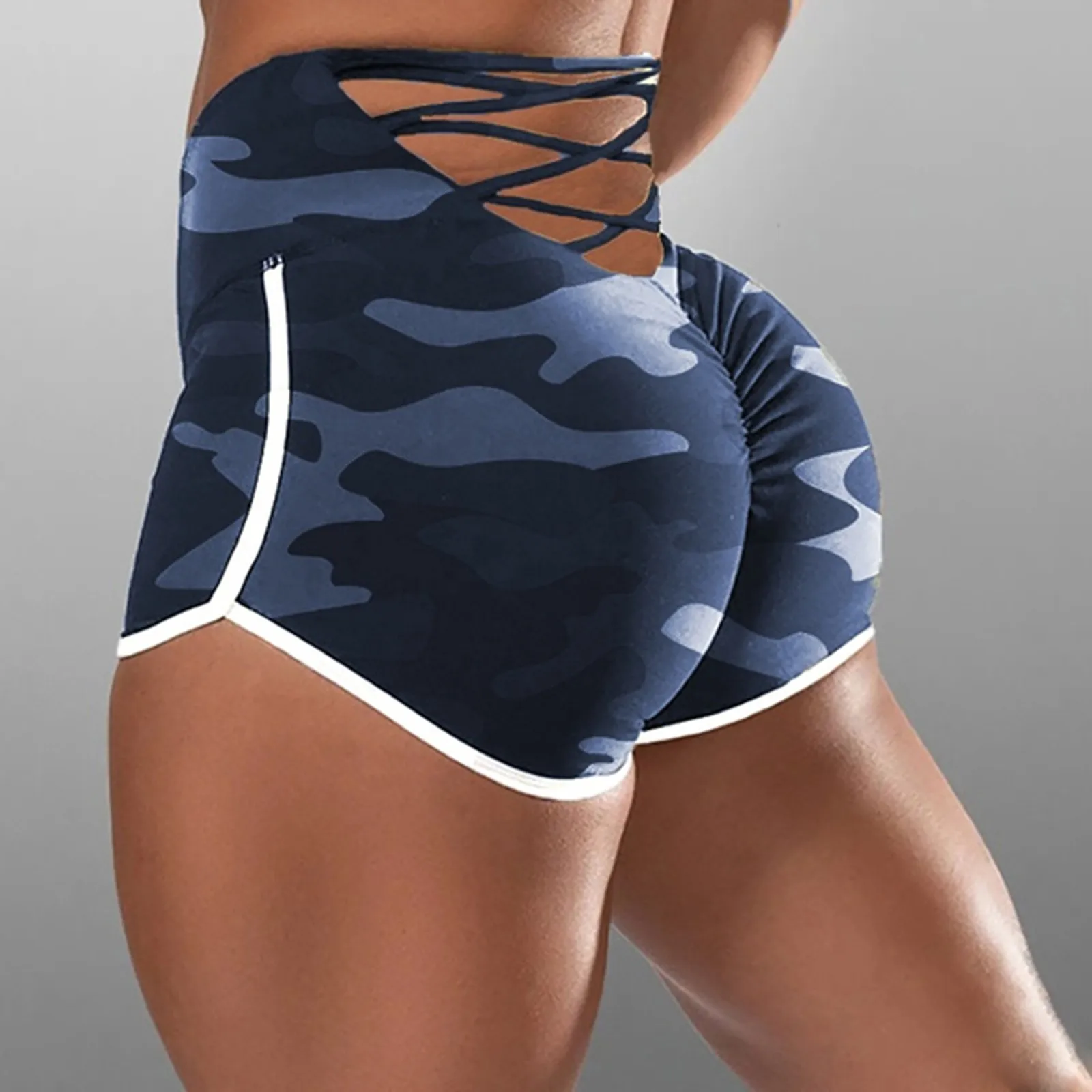 Camouflage Print Sexy Bandage High Waist Biker Booty Women Shorts Push Up Slip Mini Hot Short Pants Spring Summer Mujer Cortos