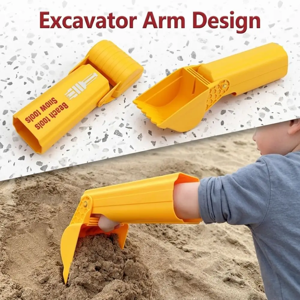 Excavator Arm Shape Beach Sand Digging Tool Orange Plastic Sand Snow Shovel Tool Multipurpose Sand Shovel Arm Kid Beach Tool