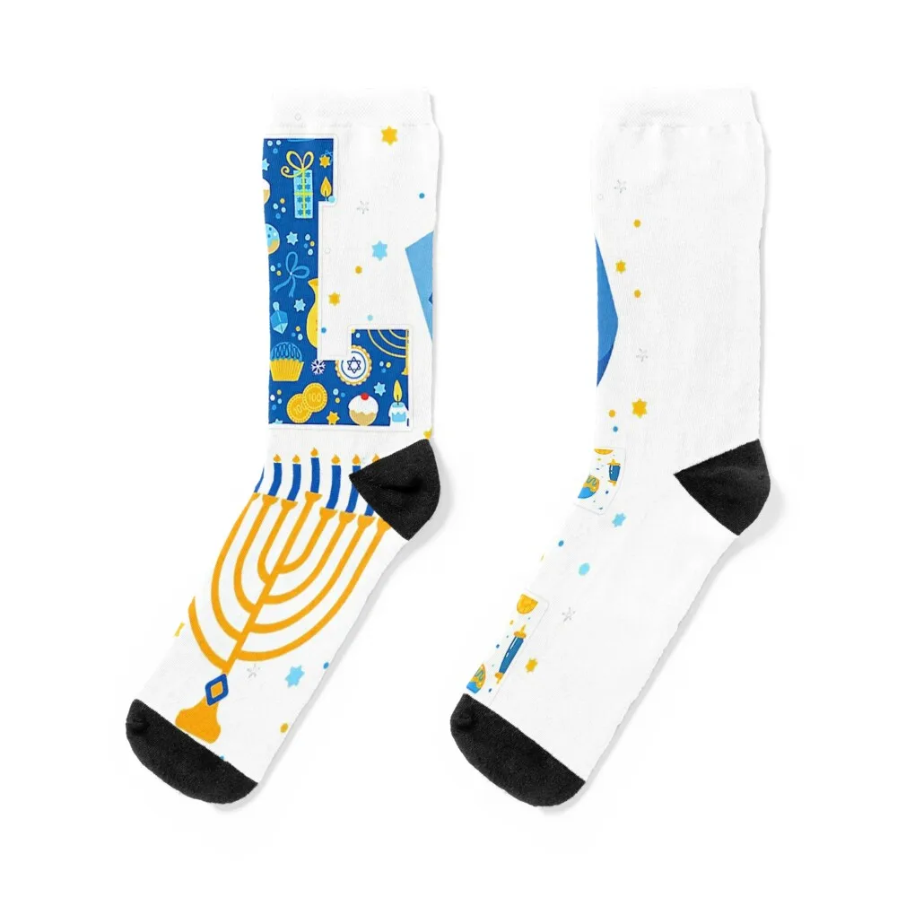 

LOVE Hanukkah Decorations Dreidel Menorah Chanukah T-Shirt Socks professional running football Man Socks Women's