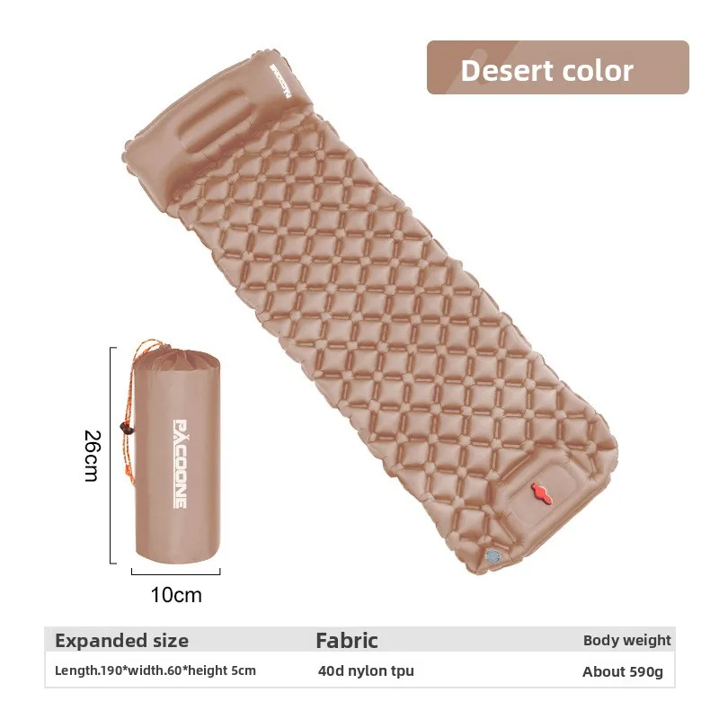 

Foot Press Auto-Inflatable Camping Mat - Diamond TPU Air Mattress with Pillow for Tent