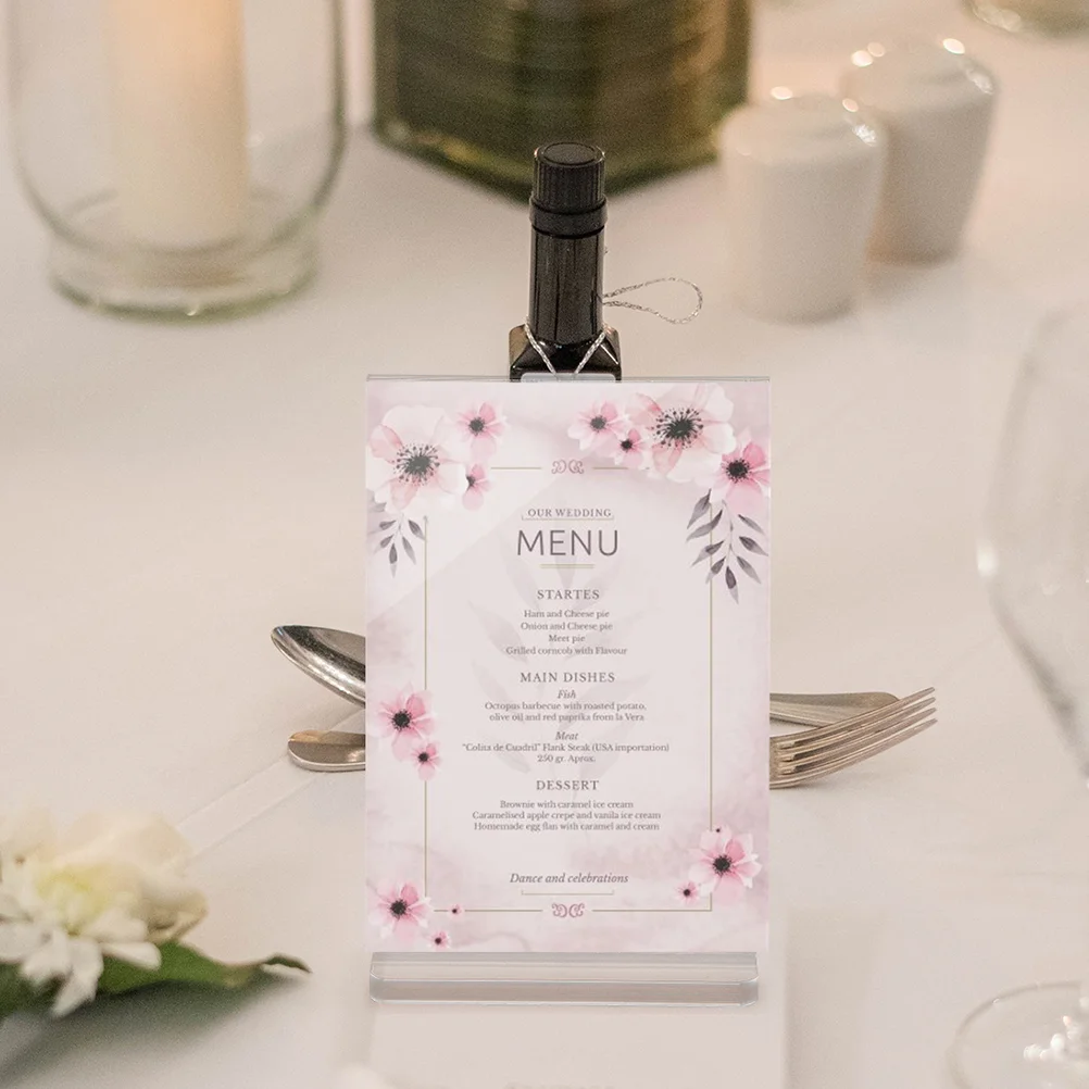 Display Stand Menu Titular para Mesa Desktop, Acrílico Etiqueta Rack, Poster Stands, 4 Pcs