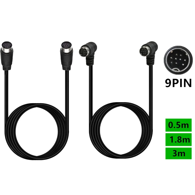 9 إبرة 9Pin S-video Mini Din محول تمديد كابل خط مستقيم/الكوع S فيديو 9P 9Pins Mini DIN سلك كابل الفيديو