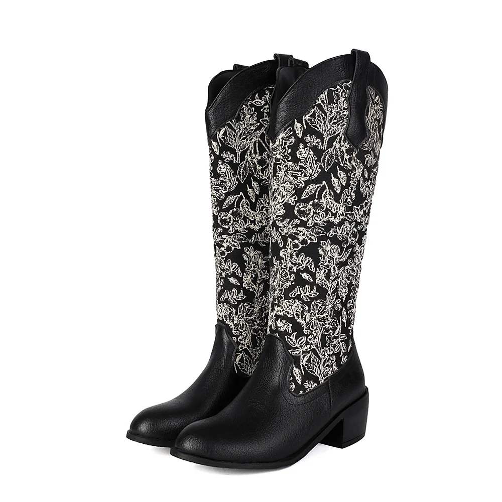 2025 hiver nouveau doux bleu vin rouge femmes mi-mollet bottes bout rond Med talon bureau dame chaussures grande taille 11 43 46