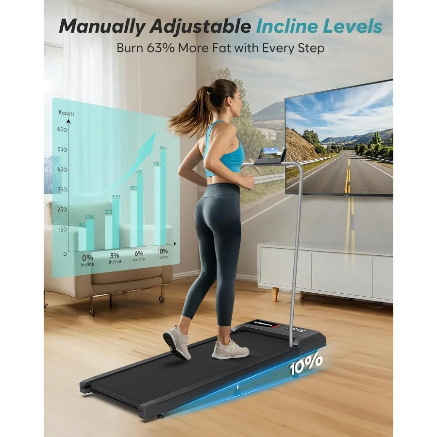 جهاز مشي أوتوماتيكي قابل للطي مع 10 مائل للاستخدام في المكتب المنزلي، قدرة شديدة التحمل بسعة 400 رطل، تصميم مكتبي هادئ لتوفير المساحة #3