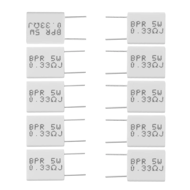 10 Buah 0,33R 5 untuk 5% Resistor Semen 0,33R 0,33Ohm Resistor Non-induktif BPR