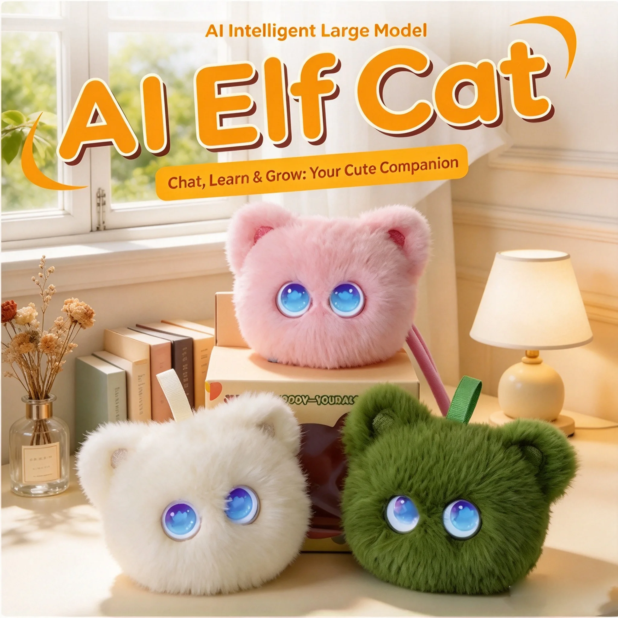 AI Smart Cat Plush Pendant Interactive Talking Toy WiFi APP Control Voice Clone Educational Companion Gift for Kids