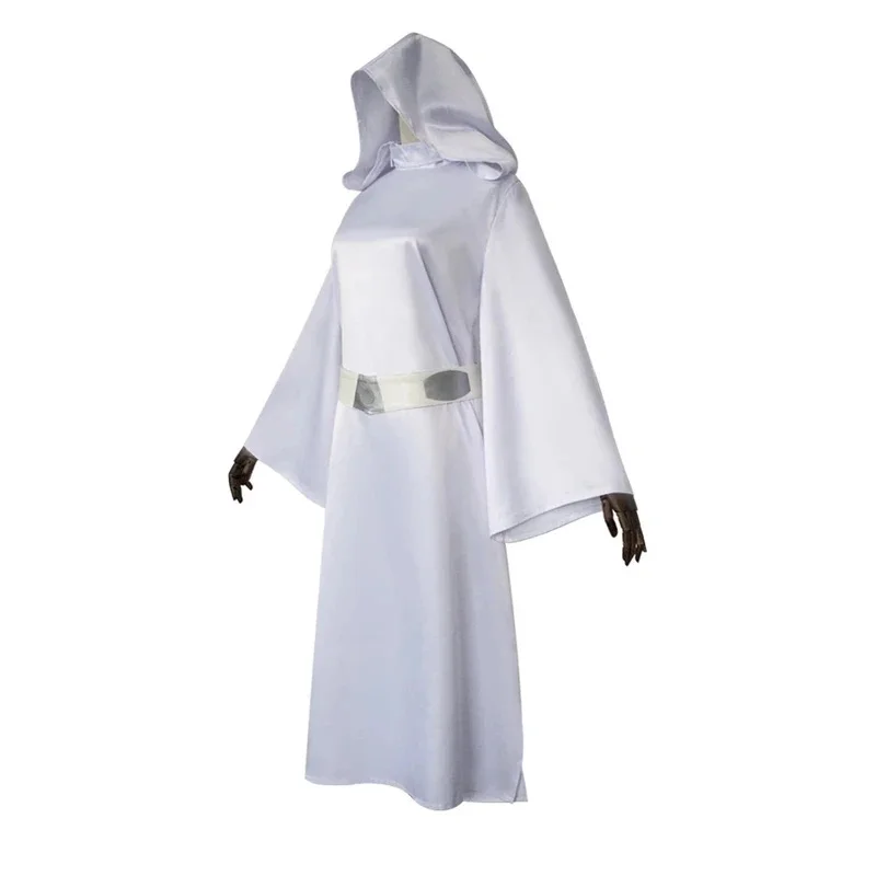 Movie Princess Leia Organa Solo Cosplay Costumes White Long Dress Wig Set Woman Cos Costumes Halloween Carnival Cosplay