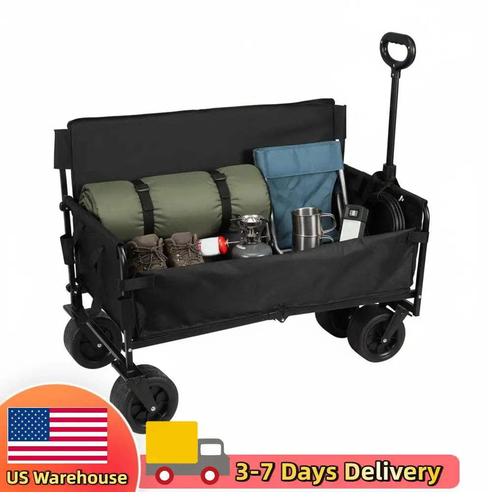 

Складная тележка большой вместимости с большими колесами, усиленная, для продуктов, сада и спорта