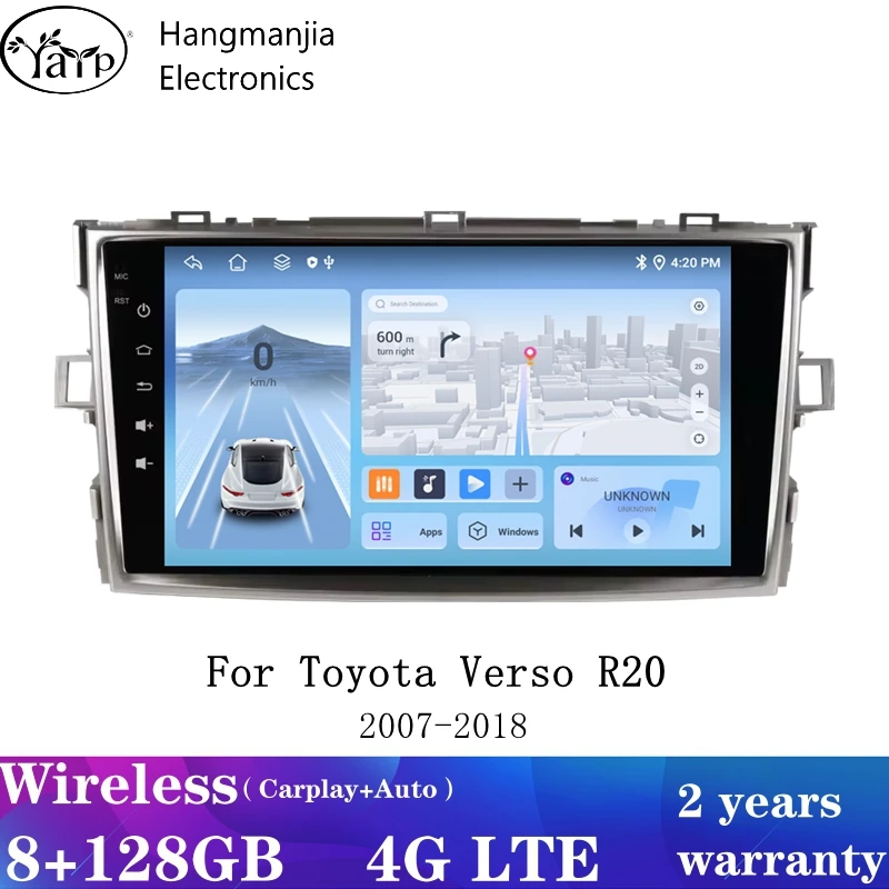 

hangmanjia Car Radio For Toyota Verso R20 AR20 2007-2018 Android Auto Carplay Multimedia Video Player Autoradio GPS Navigation