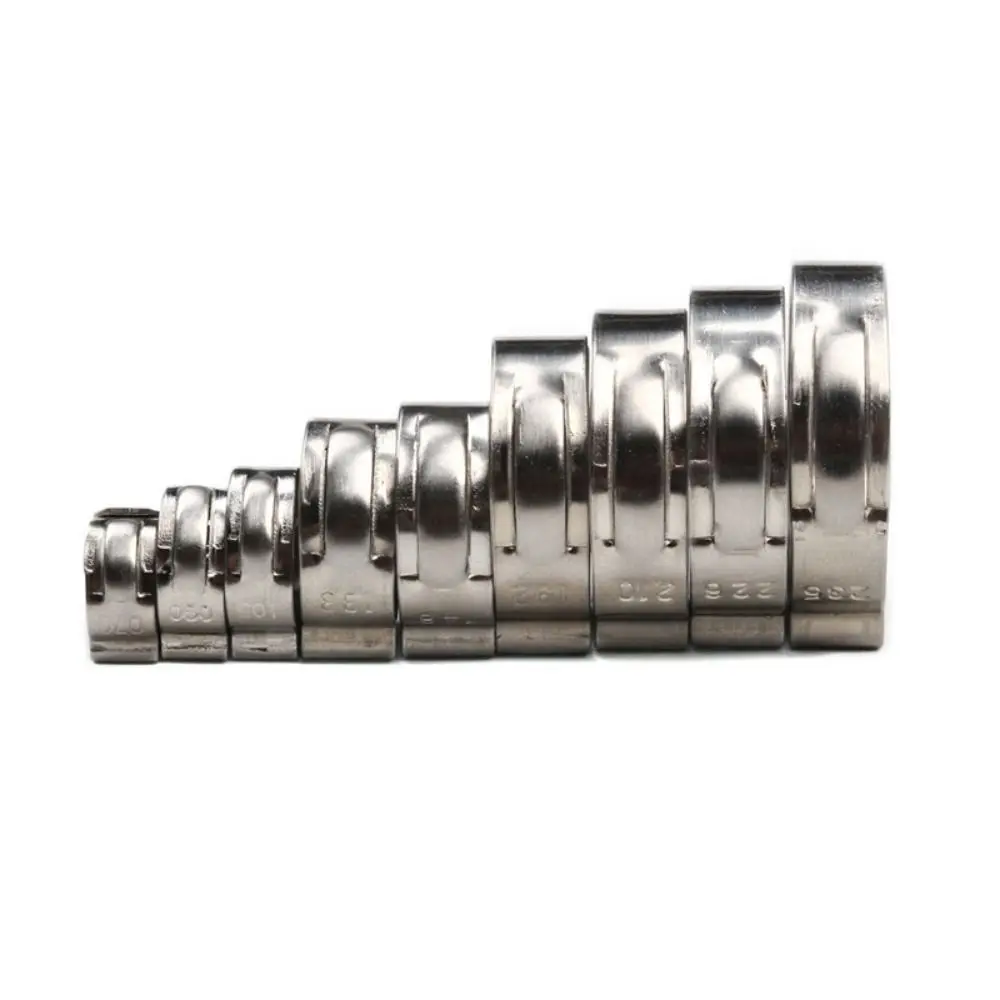 10Pcs 5.3-31mm Hose Clamp Single Ear Stepless Assortment Kit Pipe Clip Fixed 304 Stainless Steel Pipe Hoop Fuel Tube Water Pipe