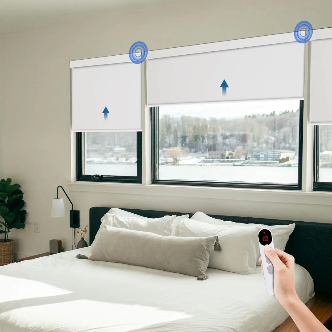 Best Quality Cheap Motorized Light Filtering Remote Control  Thermal Insulation UV Protection Roller Blinds For Windows