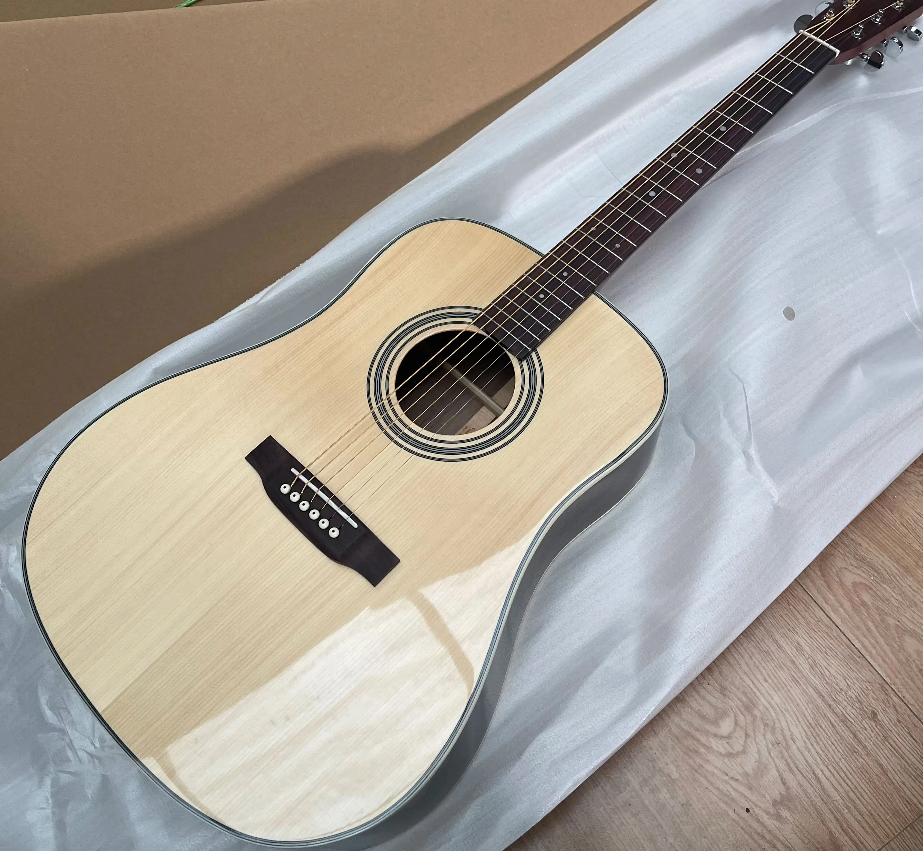 New D28 Acoustic Guitar Solid Wood In Natural