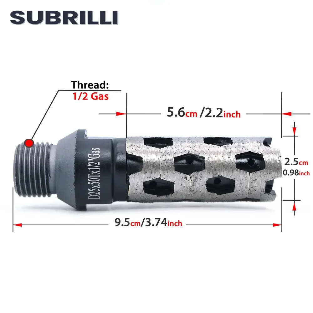 SUBRILLI 1/2 Gas Diamond Finger Bit For Stone Granite Marble Core Bit For Drilling Milling Metal Bond 1 piece