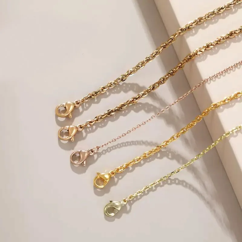 مجوهرات XP -(45 سم × 1.5 مم) 24 ك 14 ك ضوء 18 ق مطلي بالذهب الأبيض قلادات صغيرة على شكل حرف O للرجال والنساء مجوهرات الأزياء