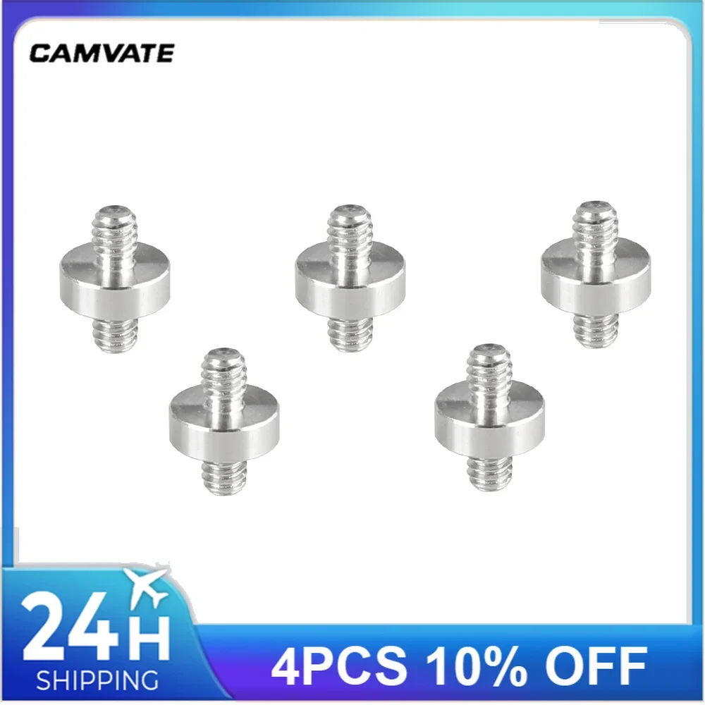 CAMVATE 1/4 "-20 macho a 1/4"-20 adaptador de tornillo de doble extremo de rosca macho (5 piezas) C2188