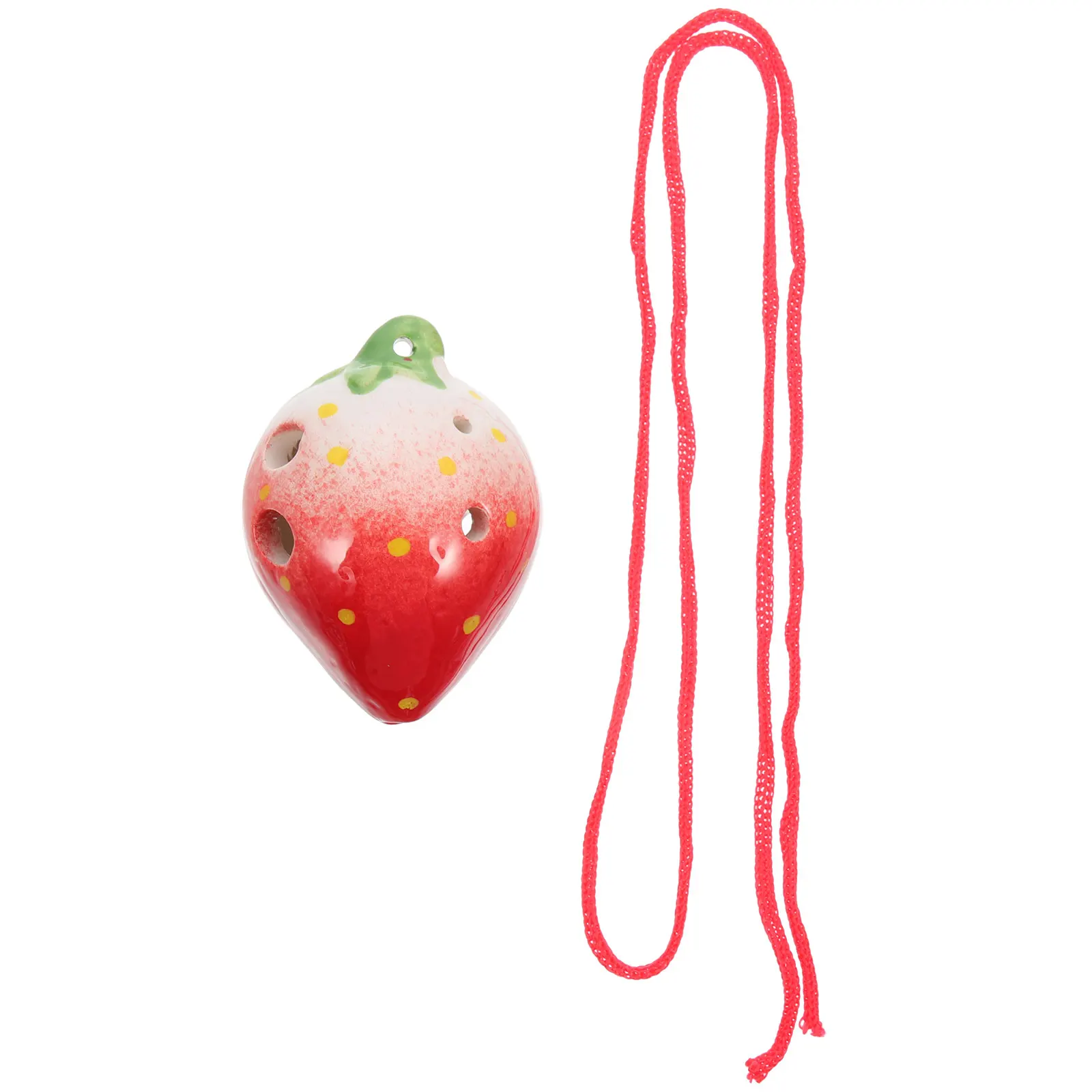 

Ceramic Strawberry 6 Holes Ocarina Cartoon Shape Portable Practice Wind Instrument for Beginners Gift