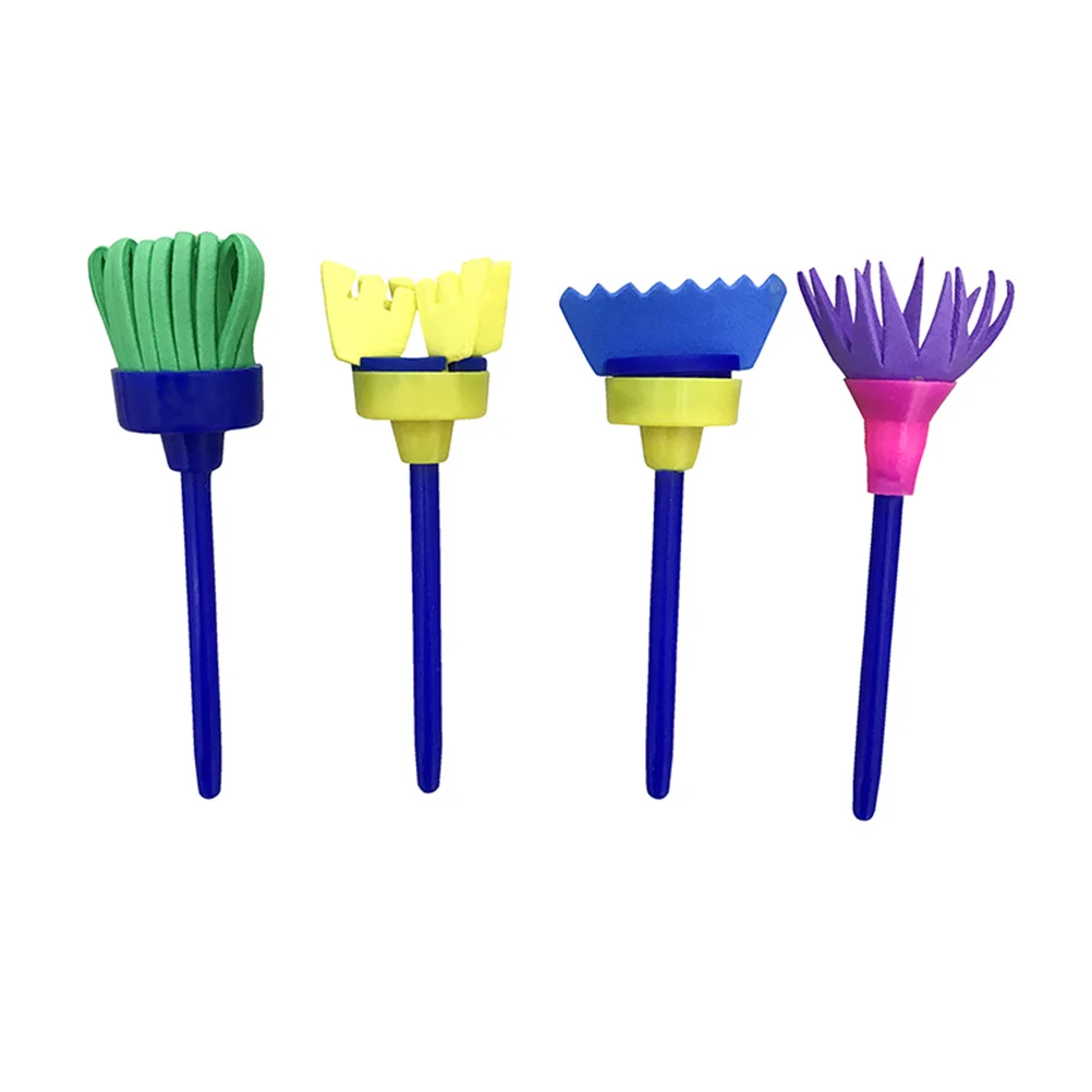 Kit di pittura per bambini Spugne Set di pennelli Manici in legno Eva sicuri Motivano la creatività Cognizione dei colori Kit di pittura per bambini